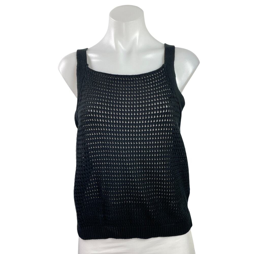 Banana Republic Womens Black Sleeveless Open Knit Crochet Coverup Tank Top Sz M